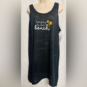 Swimming Wave Zone NWT Black Cover Up Sleeveless w/ Casual Beach Graphic Sz L/XL